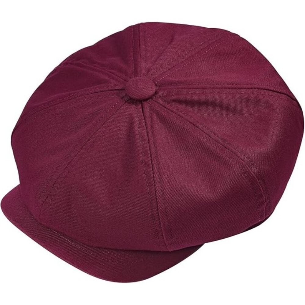 Maroon Vintage Retro Newsboy Baker Boy Flat Ivy Gatsby Cabbie Driving Golf Hat - Picture 4 of 6